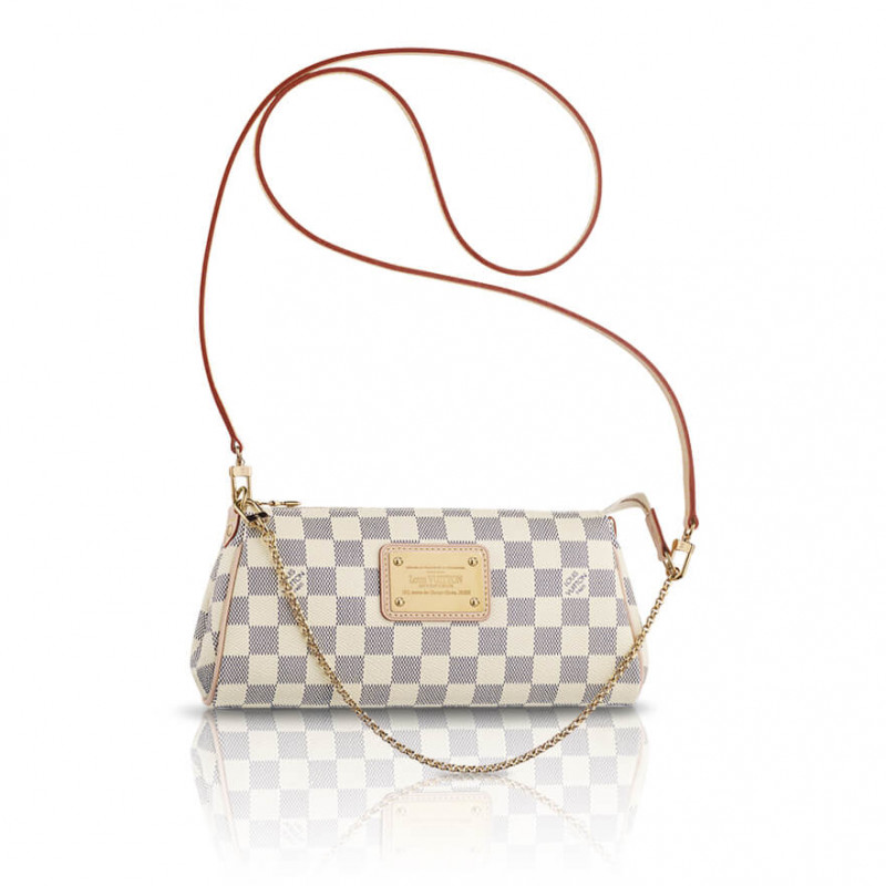 Louis Vuitton Damier Azur Canvas Eva Clutch: Elegancia Atemporal y Versatilidad